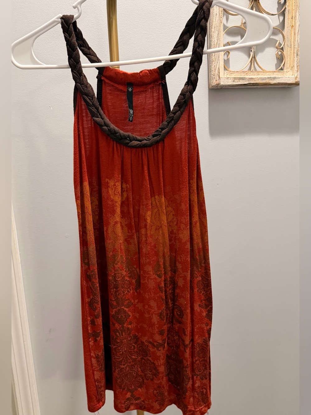 Love Culture sz M Rust Red Tank Top with Braided Straps